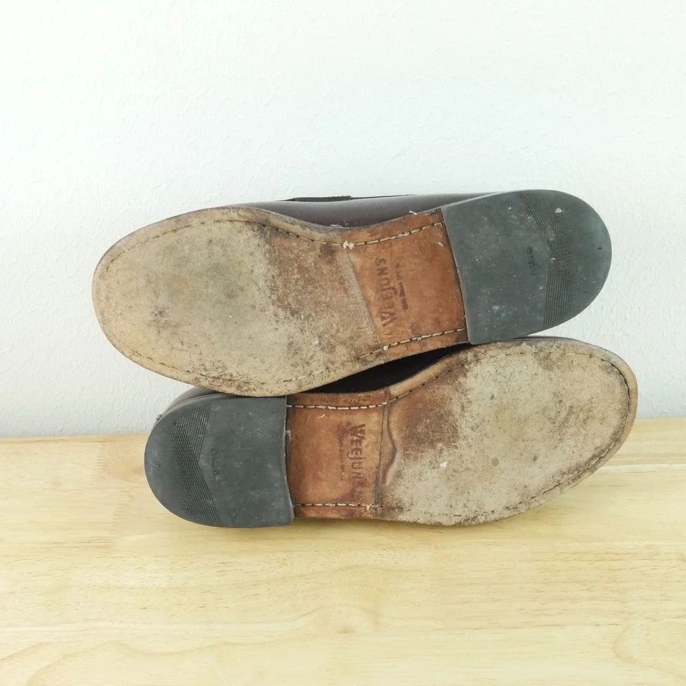 GH Bass Mens Logan Penny Loafers Burgundy Leather Slip On Shoes‎ 10 EEE Preppy